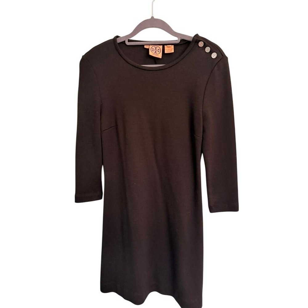 DESIGNER Tory Burch Black Knit Dress 3/4 Sleeve size 4 Quiet Luxury - Picture 2 of 5
